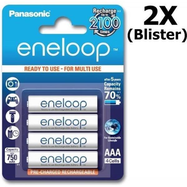 2x Blisters AAA R3 Panasonic Eneloop Oplaadbare Batterijen