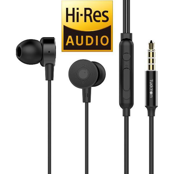 Tuddrom R4 Zwart - Hi-Res Metalen In Ear Oordopjes met Microfoon - Titanium High Quality Dynamic Drivers - 2 Jaar Garantie