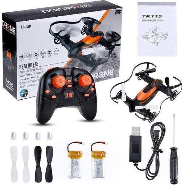 Drone quadcopter mini TK115 radiografisch bestuurbaar beginners model 10 cm groot zeer stabiel - geschikt voor binnen - - vliegtuig - helicopter - rc control - nieuw - 2.4 Ghz - 2 x oplaadbare accu