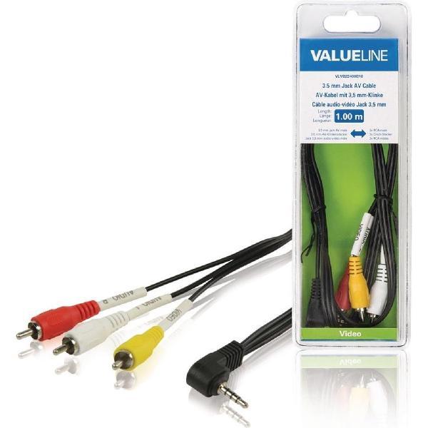 Valueline VLVB22400B10 3,5 mm Jack Av Kabel Mannelijk - 3x Rca Mannelijk 1,00 M Zwart
