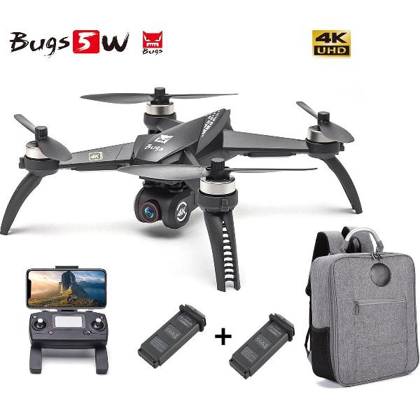 Drone Bugs 5W met 4K Ultra HD live camera + GPS 1000M en volgsysteem - Brushless motoren - Extra accu pack en Origineel Opbergtas !