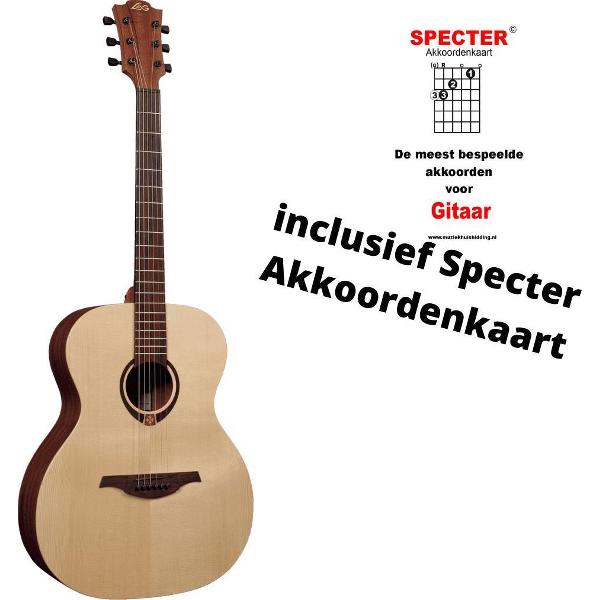 Lag Akoestische gitaar T70A Met ingebouwde Tuner en Specter Akkoordenkaart
