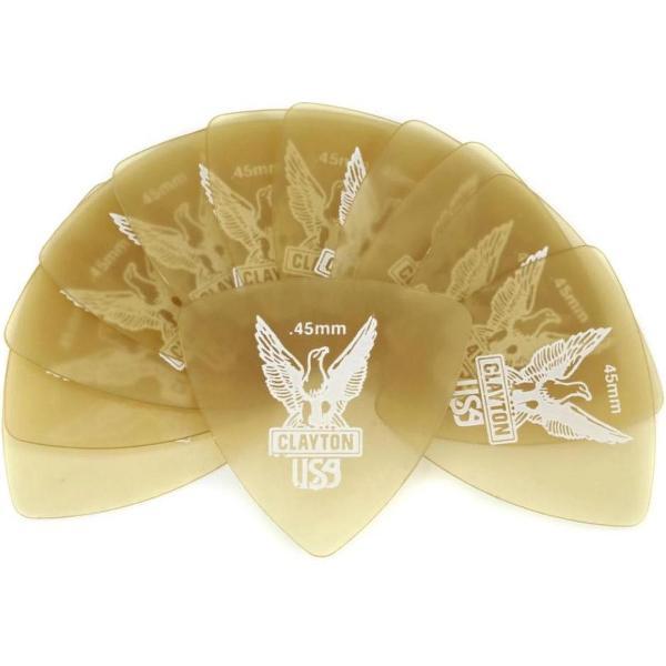 Clayton Ultem Gold rounded triangle plectrum 0.45 mm 6-pack