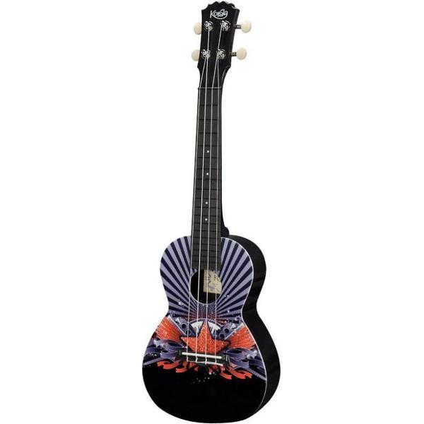 Ukelele Concert Korala PUC-30-011 Black with Red Star Polycarbonaat