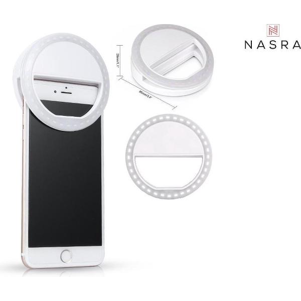 Nasra- Selfie Ring Light- 3 standen- Universeel Smartphone- Wit