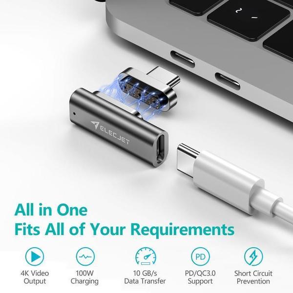 ElectJet MagJet MagSafe M20 Magnetic USB C PD Charging Adapter 100W | Fast Charging | 4K Video Output and Data Transfer | Snel Opladen | Oplaad Adapter