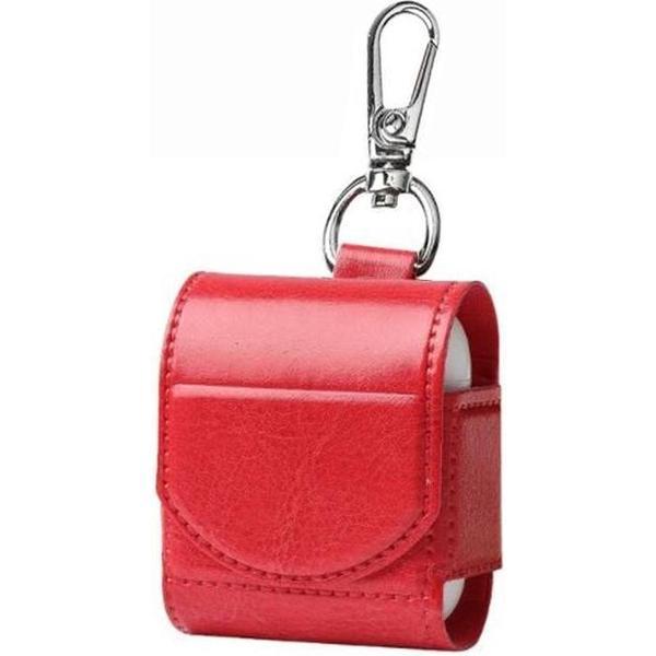 AirPods 1/2 Hoesje Case - Beschermhoesje AirPods-LEER ROOD