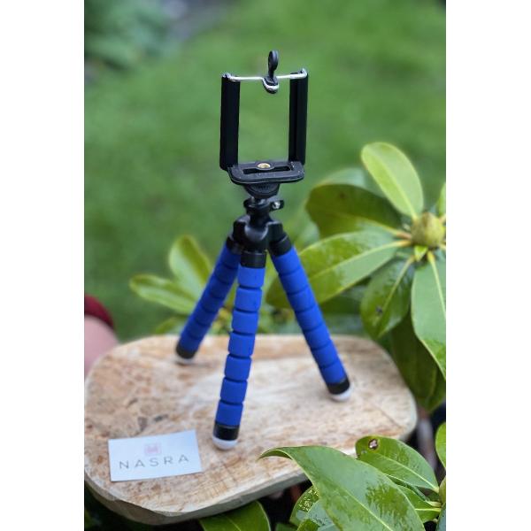 Nasra- Tripod- Mini smartphone statief- Flexibel- Telefoon en camera statief- Blauw