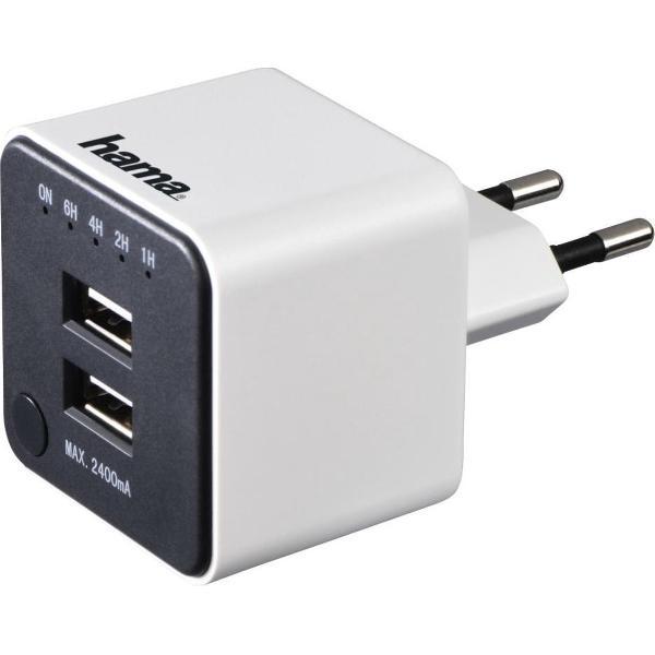 Hama USB-oplader Met Countdown-functie 2-voudige USB 2,4A