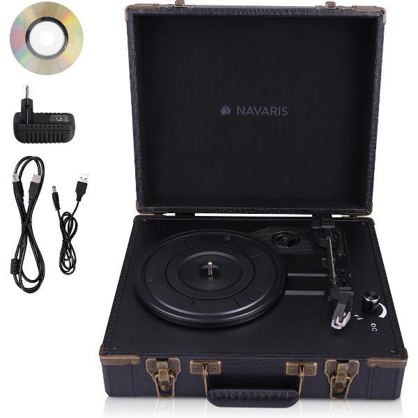 Vinyl platenspeler in retro koffer design - Aktetas stijl met 2 ingebouwde luidsprekers - Vinyl naar MP3 conversie