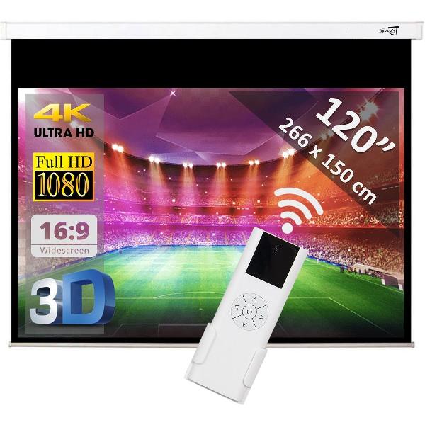Elektrisch projectiescherm met afstandsbediening - 120