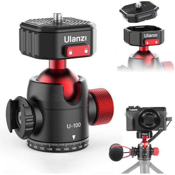 Ulanzi U-100 draaibare statiefkop met balhoofd en Cold Shoe-mount