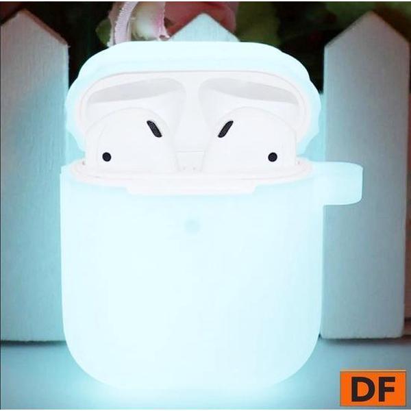 Airpods Siliconen Beschermhoes - Glow in the Dark Wit | Airpods 1 / 2