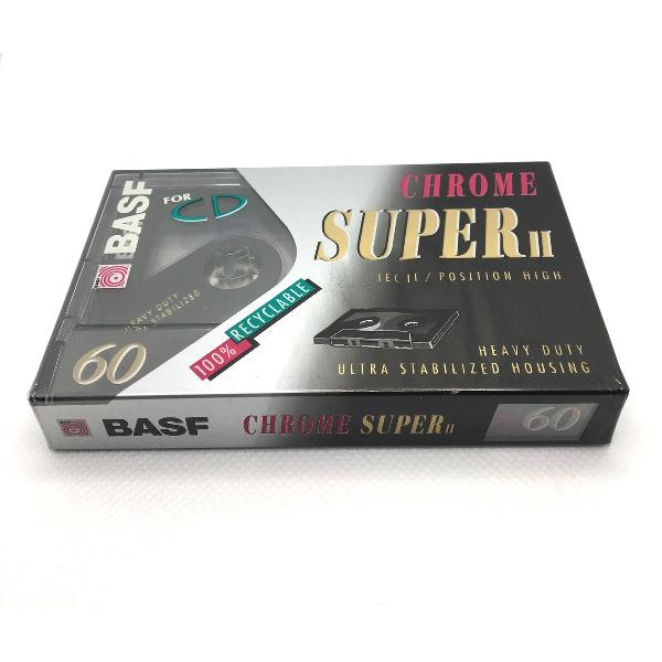 Audio Cassette Tape BASF 60 Chrome Super II / Uiterst geschikt voor alle opnamedoeleinden / Sealed Blanco Cassettebandje / Cassettedeck / Walkman / BASF cassettebandje.