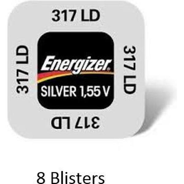 8 stuks (8 blisters a 1 stuk) Energizer Zilver Oxide Knoopcel 317 LD 1.55V