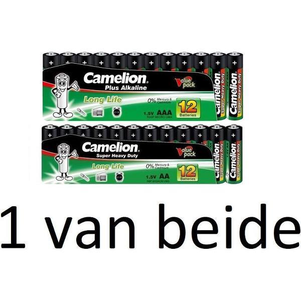 12 Camelion Green Zinc AA & 12 Camelion Green Zinc AAA Batterijen