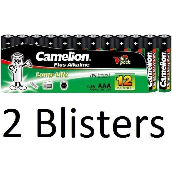 24 Stuks (2 Blisters a 12 st) Camelion Green Zinc AAA/R03