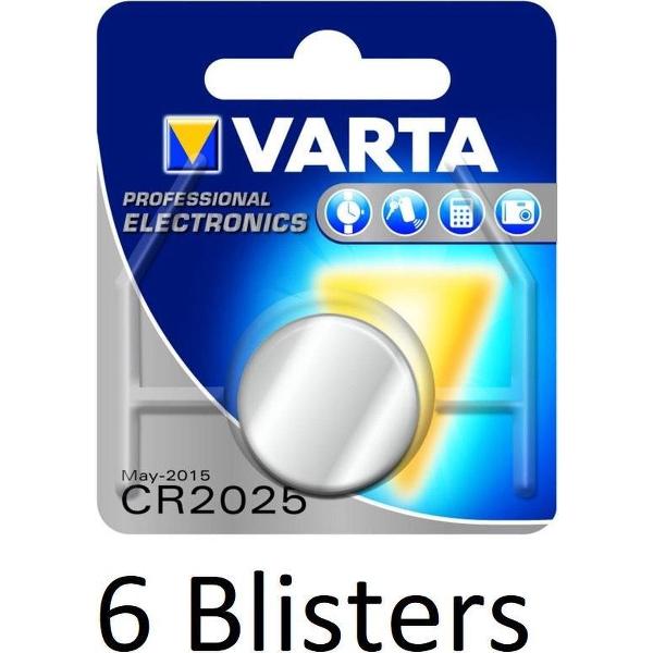 6 stuks (6 blisters a 1 st) Varta CR2025 Primary Lithium Wegwerpbatterij