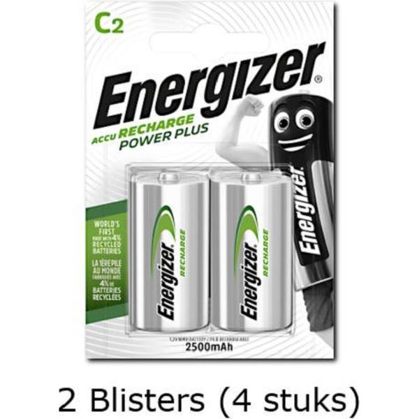 4 stuks (2 blisters a 2 stuks) Energizer C Power Plus Batterij HR14 oplaadbaar 1.2V 2500mAh rechargeable
