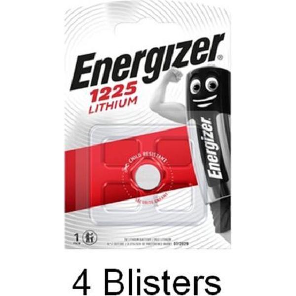 4 stuks (4 blisters a 1 stuk) Energizer CR1225 Lithium knoopcel 3V