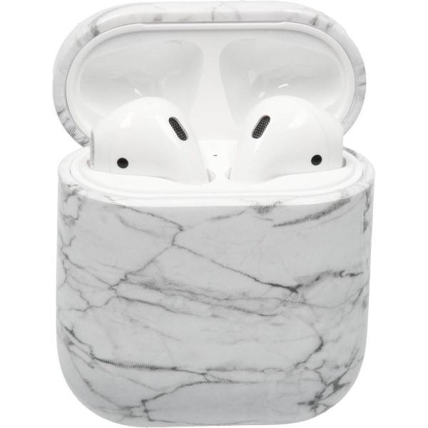 Bescherm Hoesje Hard Case Cover Wit Marmer voor Apple AirPods 1 en 2