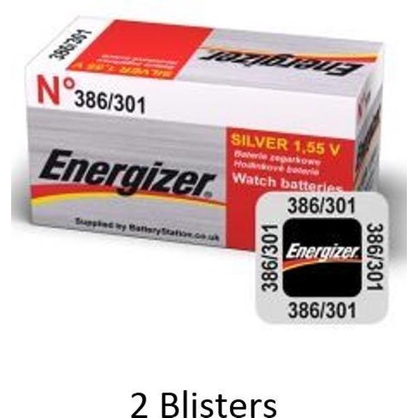 2 stuks (2 blisters a 1 stuk) Energizer Zilver Oxide Knoopcel batterij 301/386