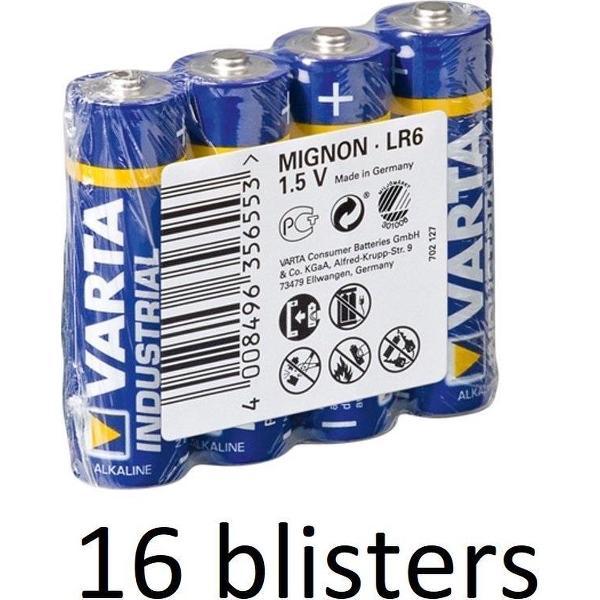 64 stuks (16 blisters a 4 st) Varta LR6 Industrial Wegwerpbatterij AA Alkaline