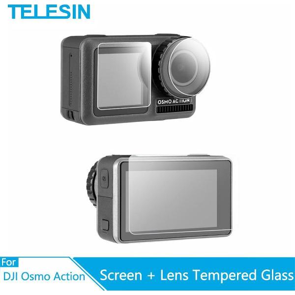 PRO SERIES Tempered Glass Screenprotector ( 1x LCD + 1x Lens ) Geschikt voor DJI Osmo Action Camera