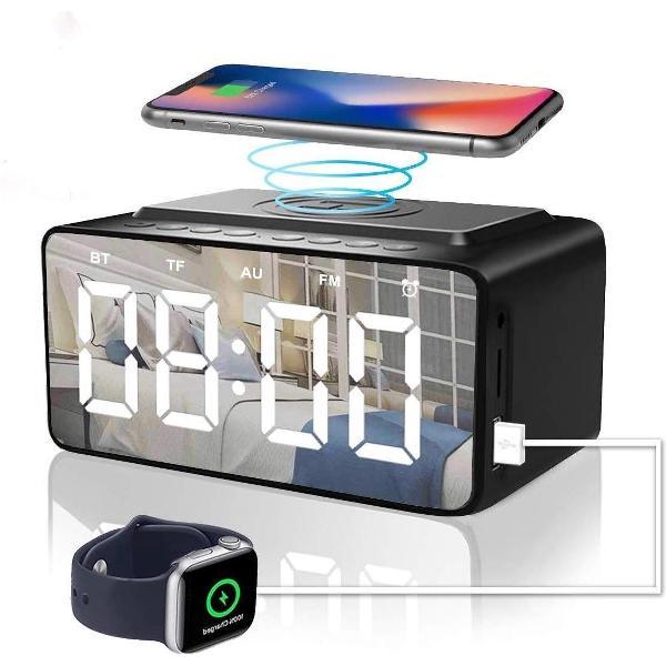 Hillar® Digitale Wekkerradio Bluetooth - Met Qi Wireless Charger - Wekker Kinderen - Kinderwekker - Bluetooth Speaker Draadloos