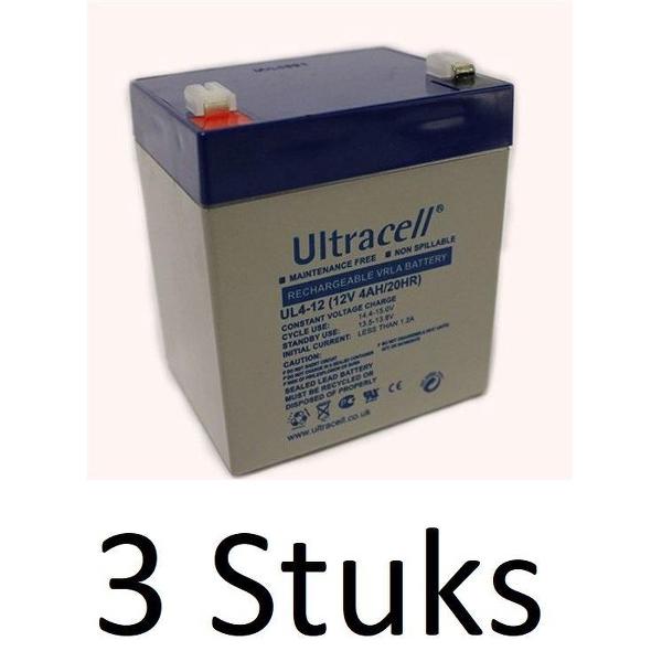3 Stuks Ultracell Loodaccu UL 12v 4000mah
