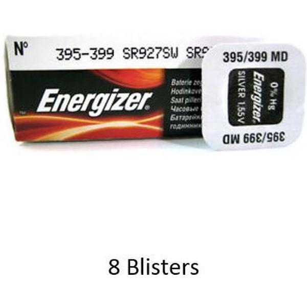 8 stuks (8 blisters a 1 stuk) Energizer 395 / 399 SR927SW 52mAh 1.55V knoopcel batterij