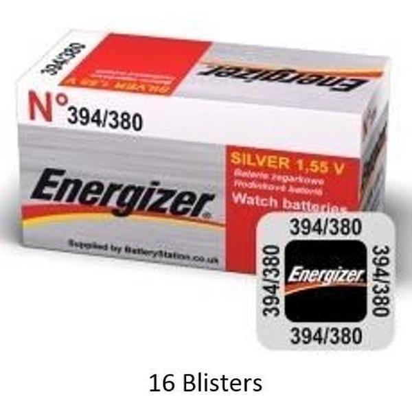 16 stuks (16 blisters a 1 stuk) Energizer 380/394 knoopcel Zilver-oxide batterij (S) 1,55 V