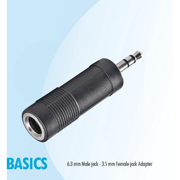 Basics adio adapter koptelefoon headset 3,5 mm Male jack - 6,3 mm female jack