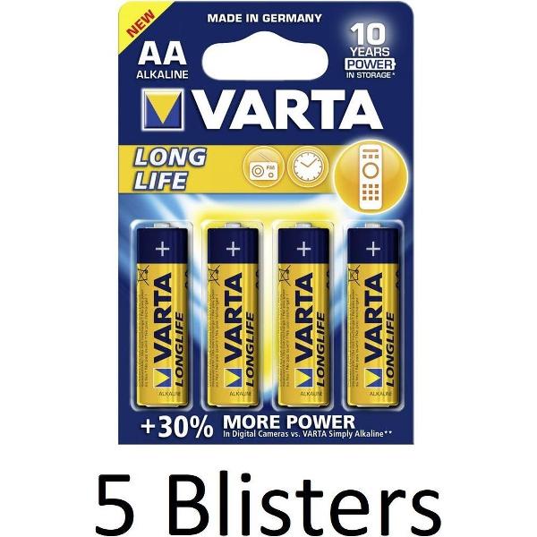20 Stuks (5 Blisters a 4 st) Varta Longlife Mignon AA Batterij