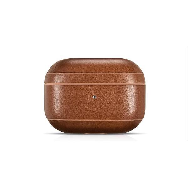 Icarer AirPods Pro Case Leer hoesje voor Apple AirPods Pro lederen bescherm Etui Bruin