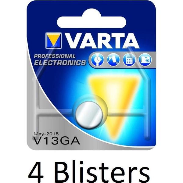 4 stuks (4 blisters a 1 st) Varta Knoopcel batterij LR44 - High Energy Alkaline - 1,5 Volt