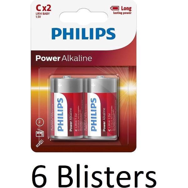 12 Stuks (6 Blisters a 2 st) batterij Power Alkaline C