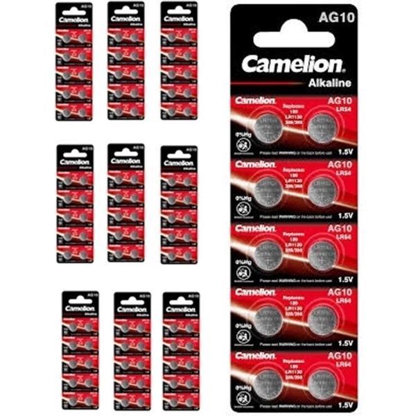 Camelion AG10 G10 LR1130 LR54 1.5V knoopcel batterij - 100 Stuks (10 Blisters a 10St)