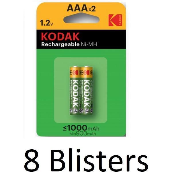 16 Stuk (8 Blisters a 2 st) Kodak oplaadbare AAA batterijen - 1000mAh