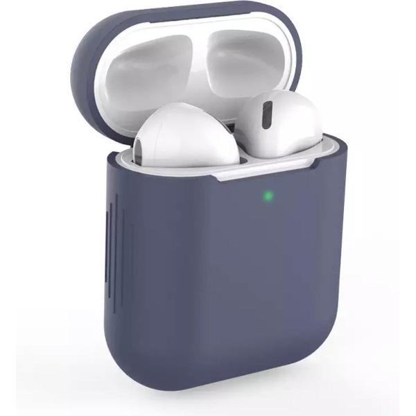 Bescherm Hoes Cover Case voor Apple AirPods (Siliconen) - Donker Blauwgrijs