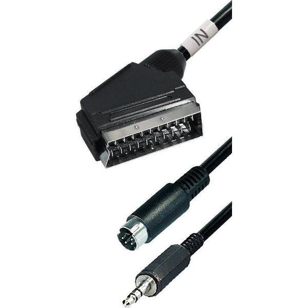 Transmedia S-VHS en 3,5mm Jack (m) naar Scart (m) kabel / zwart - 10 meter