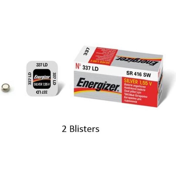 2 stuks (2 blisters a 1 stuk) Energizer Zilver Oxide Knoopcel 337 LD 1.55V