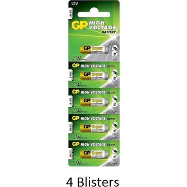 20 stuks (4 blisters a 5 stuks) GP Alkaline super batterij 27A 12V