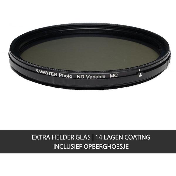 RAWSTER Photo • Variabel ND / Grijsfilter ND2-ND400 (2-8 stops) • 58mm • Slim frame • Multi-coated