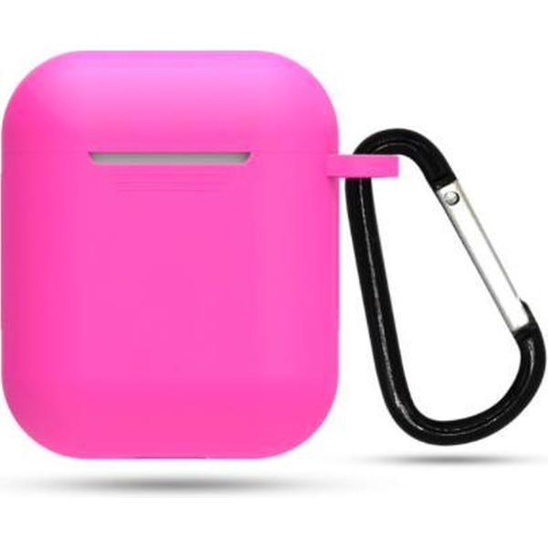 Hidzo hoes voor Apple's Airpods - Siliconen - Inclusie Karabijnhaak - Roze