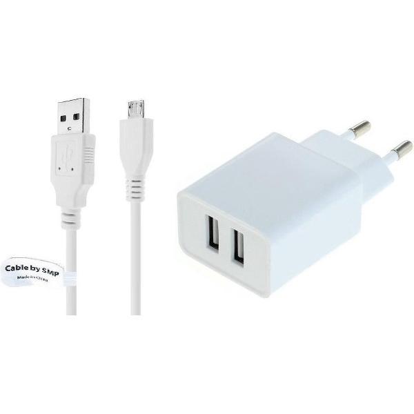 2,4A oplader en oplaadkabel. 2,5 m Oplaadsnoer met adapter stekker Past ook op HTC. o.a. T8788, Thunderbold, TITAN, Velocity 4G, Vision, Windows Phone