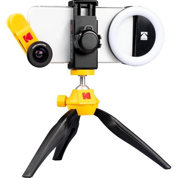 KODAK Smartphone Fotografie Bundel met Statief, Ring Lamp, Macro Lens en Ultra-Wide-Angle Lens