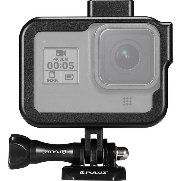 PULUZ voor GoPro HERO8 Black Standard Border Aluminium Frame Mount beschermhoes met basisgesp en lange schroef (zwart)