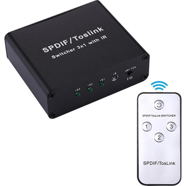 NK - 3 X 1 Full HD SPDIF / Toslink digitale optische Audio 3 x 1 Switcher Extender met IR afstandsbediening Controller