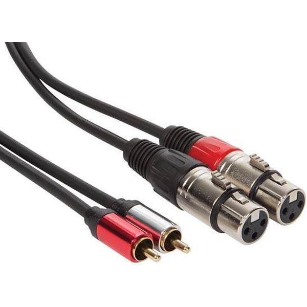 Hq-power Audiokabel Xlr Vrouwelijk/rca 1,2 Meter Zwart/rood